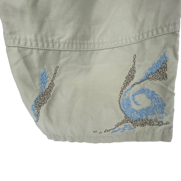 Horny Toad khaki embroidered surf print peddle pushers, 6 - Picture 3 of 15